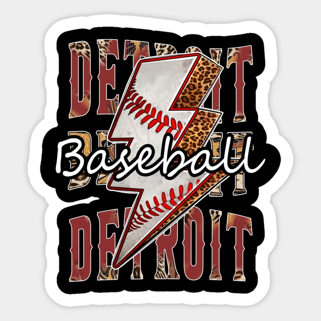 Graphic Baseball Detroit Proud Name Team Vintage Sticker by WholesomeFood